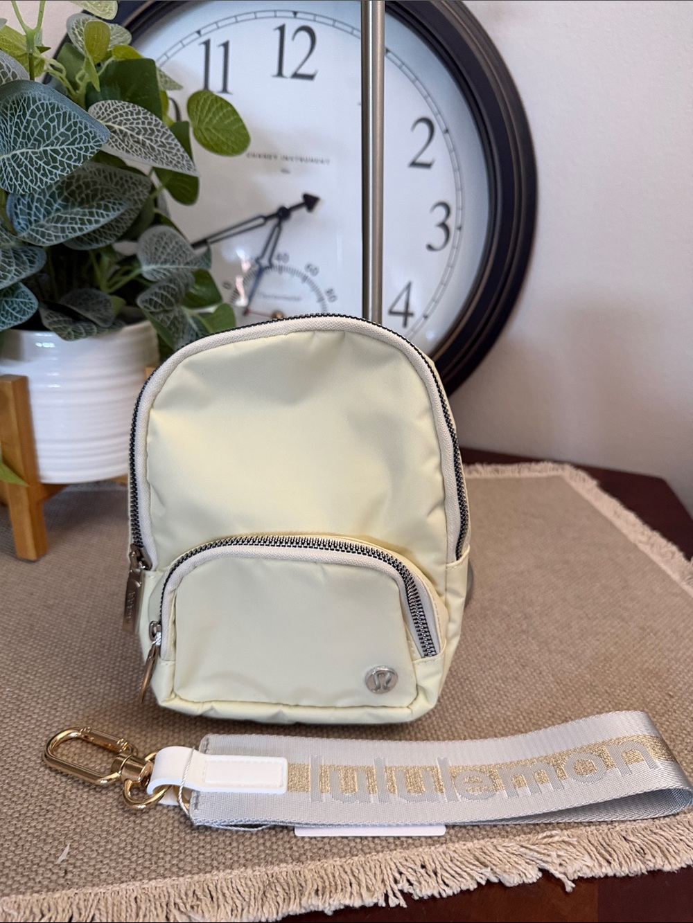 Mini Lululemon Everywhere sling bag Pale Yellow - with matching keychain Bundle